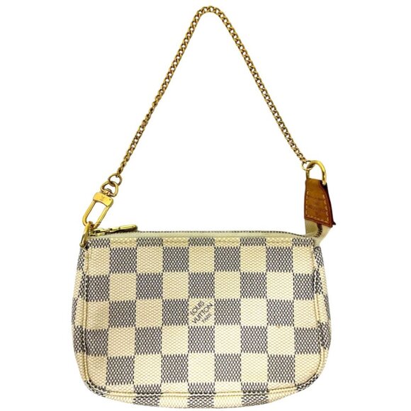 Louis Vuitton Mini Damier Azur Pochette Wristlet White - Picture 1 of 10
